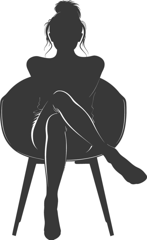 Silhouette woman sitting in the chair black color only vector