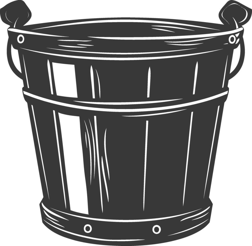 Silhouette wooden bucket black color only vector