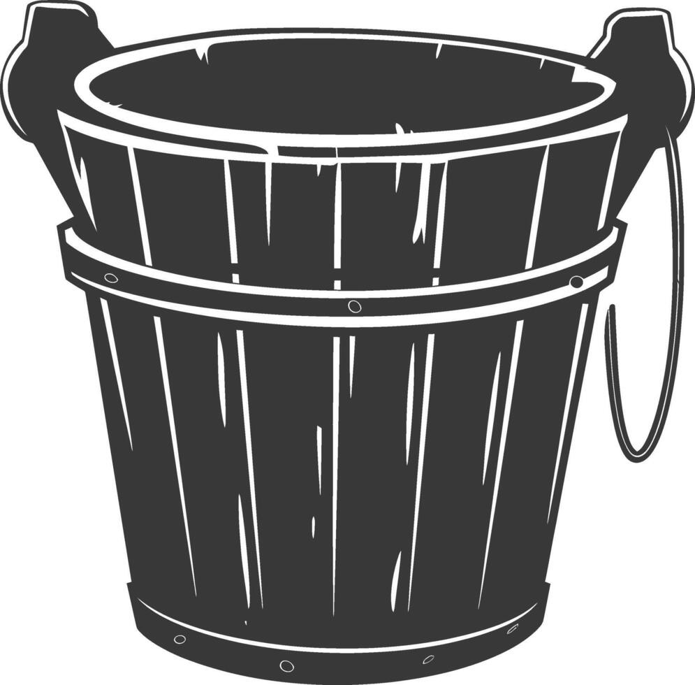 Silhouette wooden bucket black color only vector