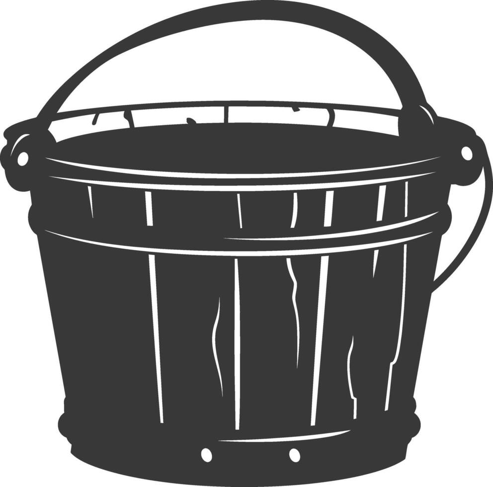 Silhouette wooden bucket black color only vector