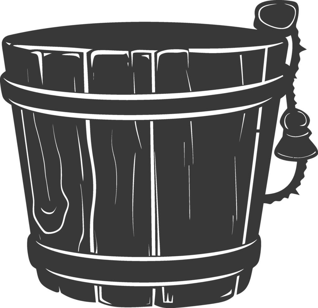 Silhouette wooden bucket black color only vector
