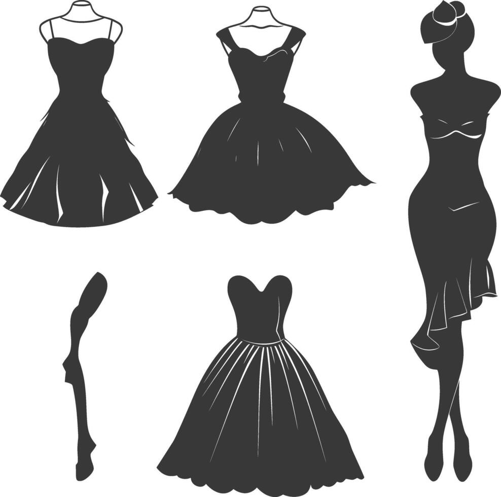 Silhouette women dresses black color only vector