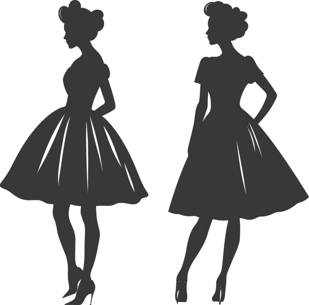 Silhouette women dresses black color only vector