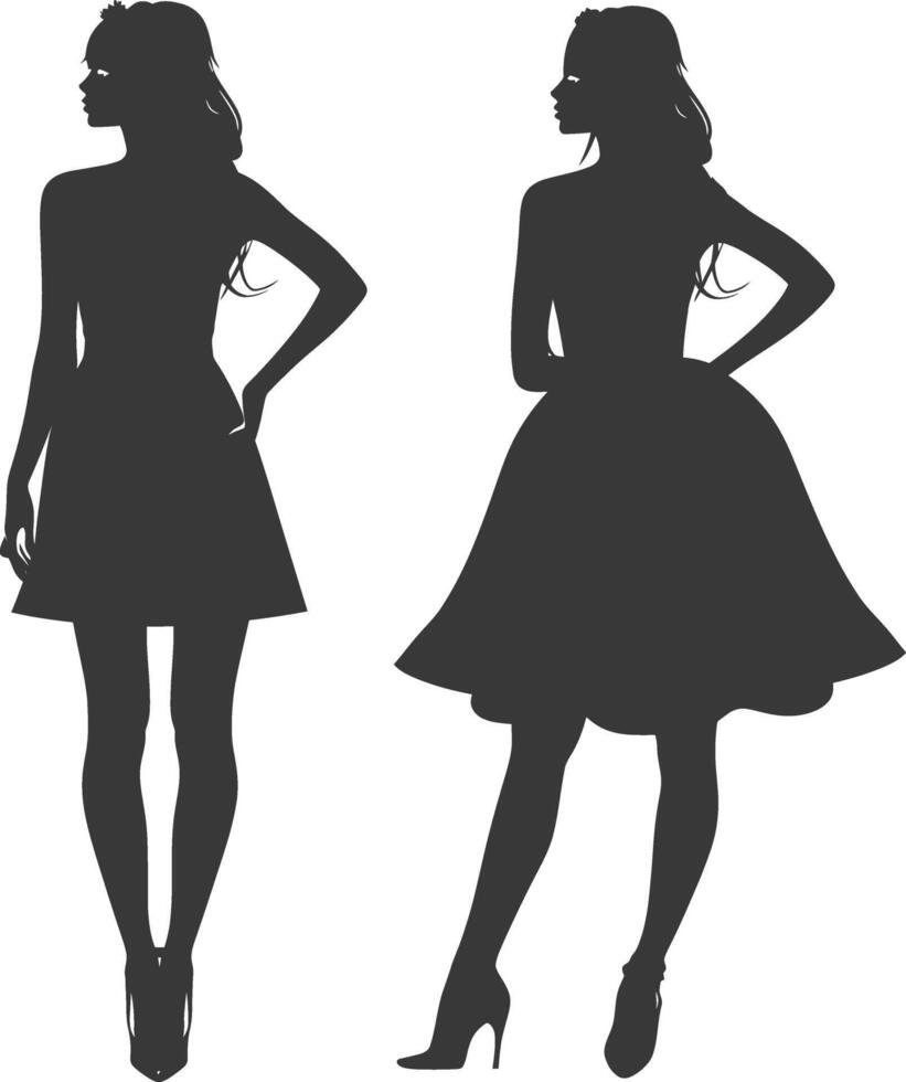 Silhouette women dresses black color only vector