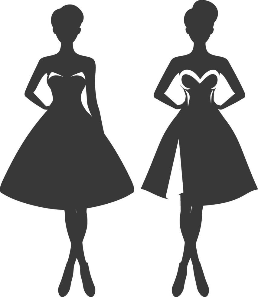 silueta mujer vestidos negro color solamente vector