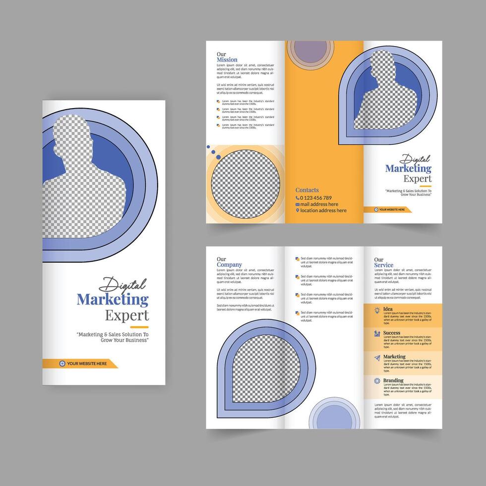 Business trifold brochure annual report cover, digital marketing tri fold corporate brochure cover or flyer design. Leaflet presentation. Catalog with Abstract geometric background. Modern template vector