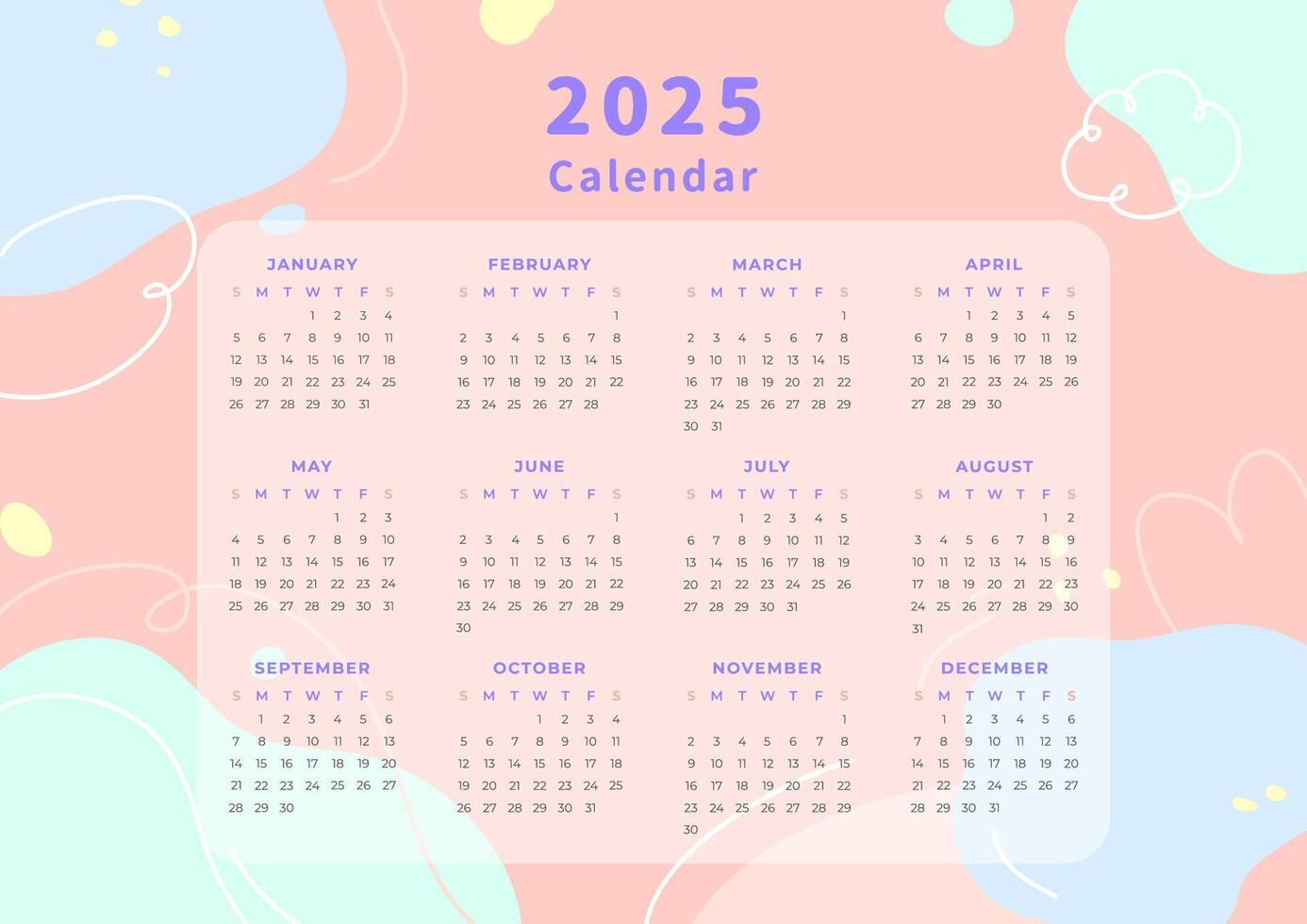 Cute simple pop line lively color block style pink blue camouflage colorful calendar texture vector