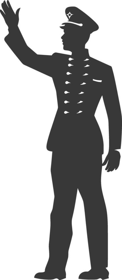 Silhouette bellboy hotel in action full body black color only vector