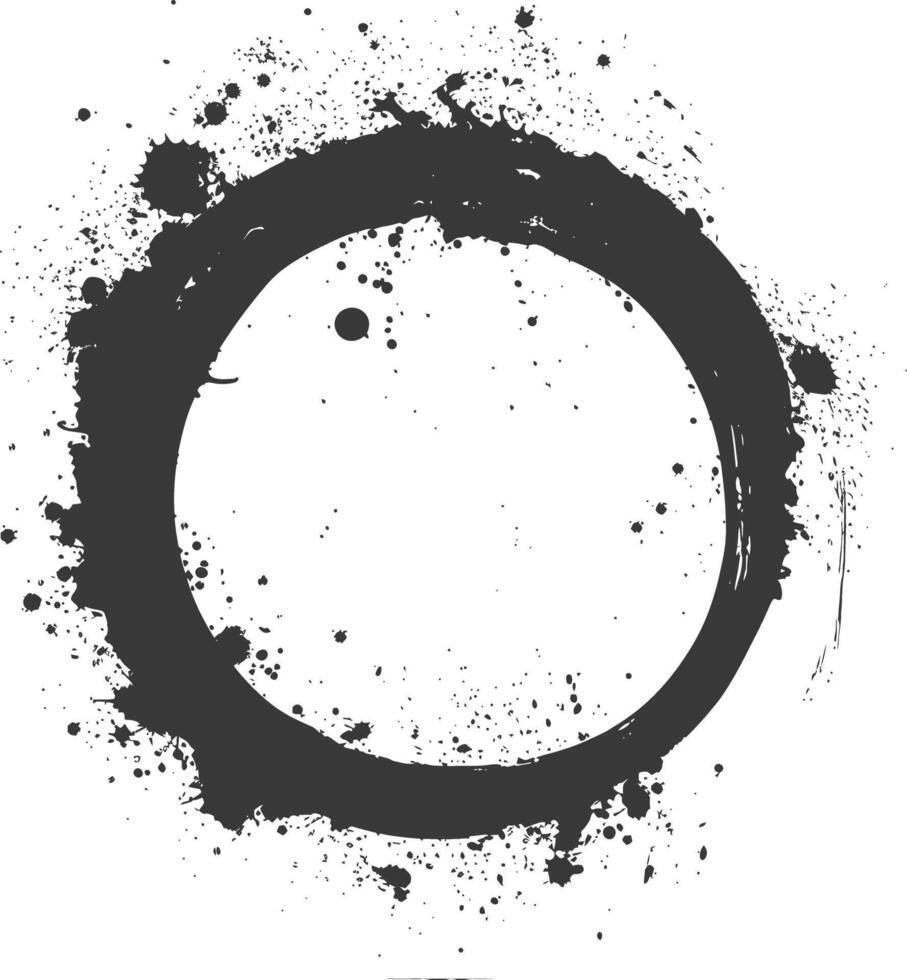 Silhouette circle coffee stain black color only vector