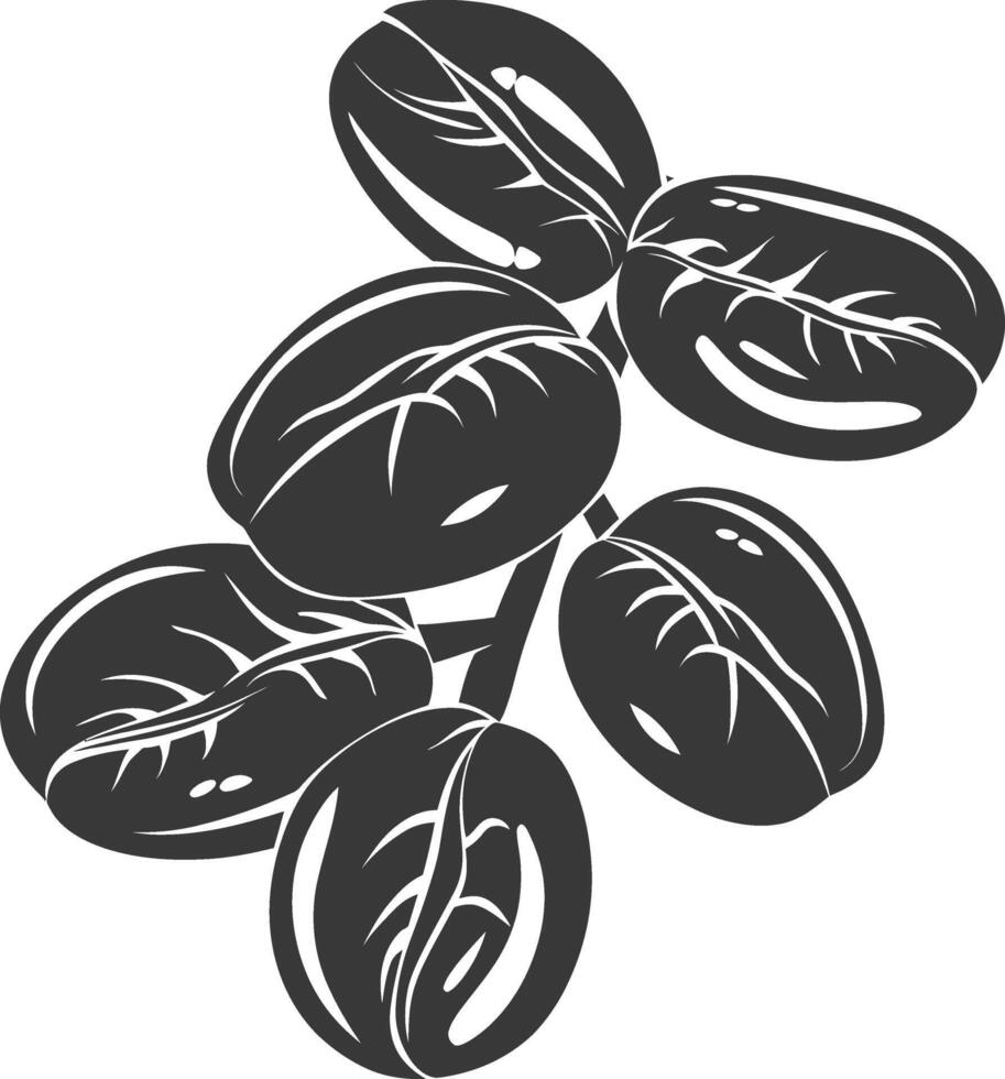 Silhouette coffee beans black color only vector