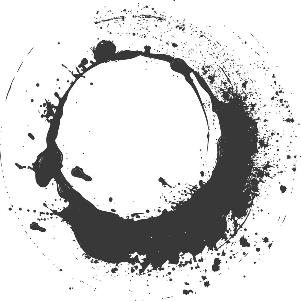 Silhouette circle coffee stain black color only vector