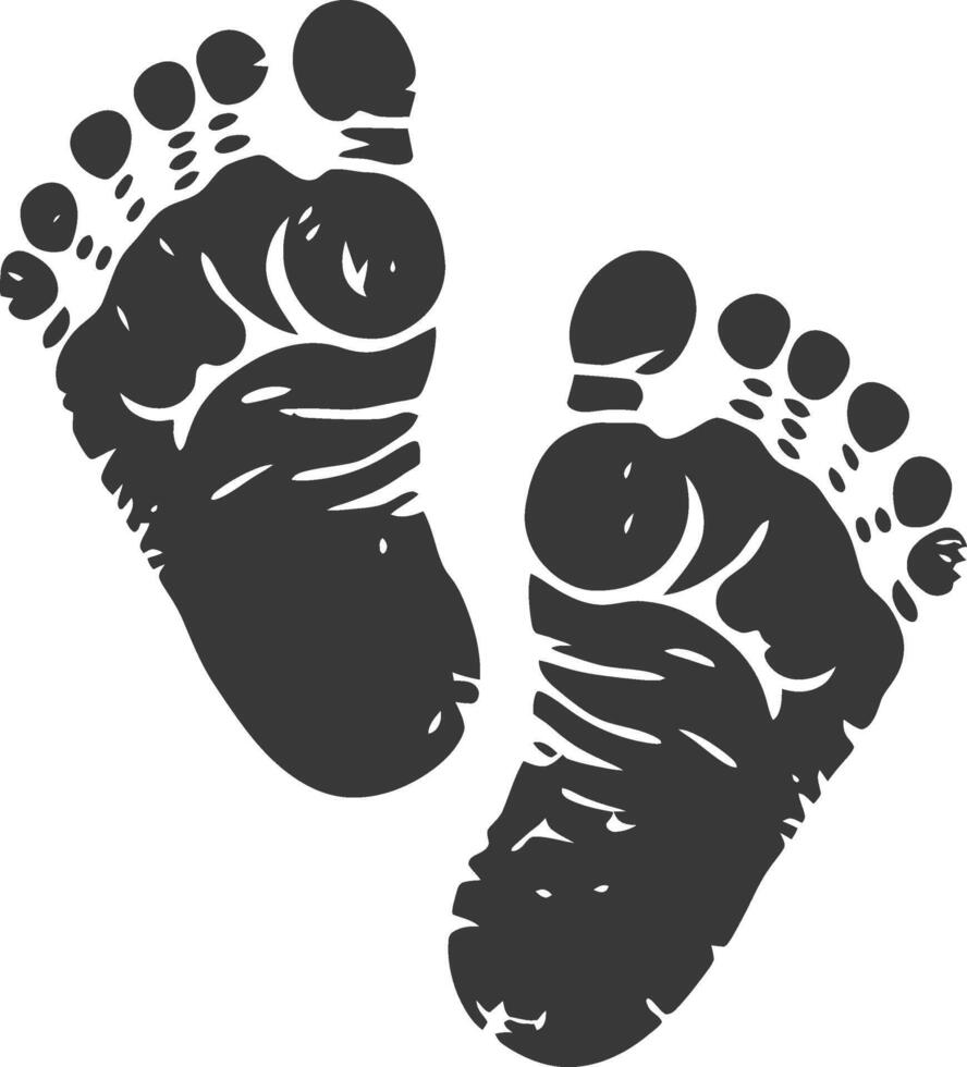 Silhouette baby footprints black color only vector