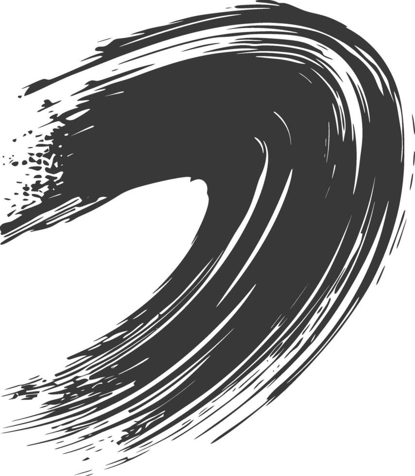 Silhouette brush stroke curved black color only vector