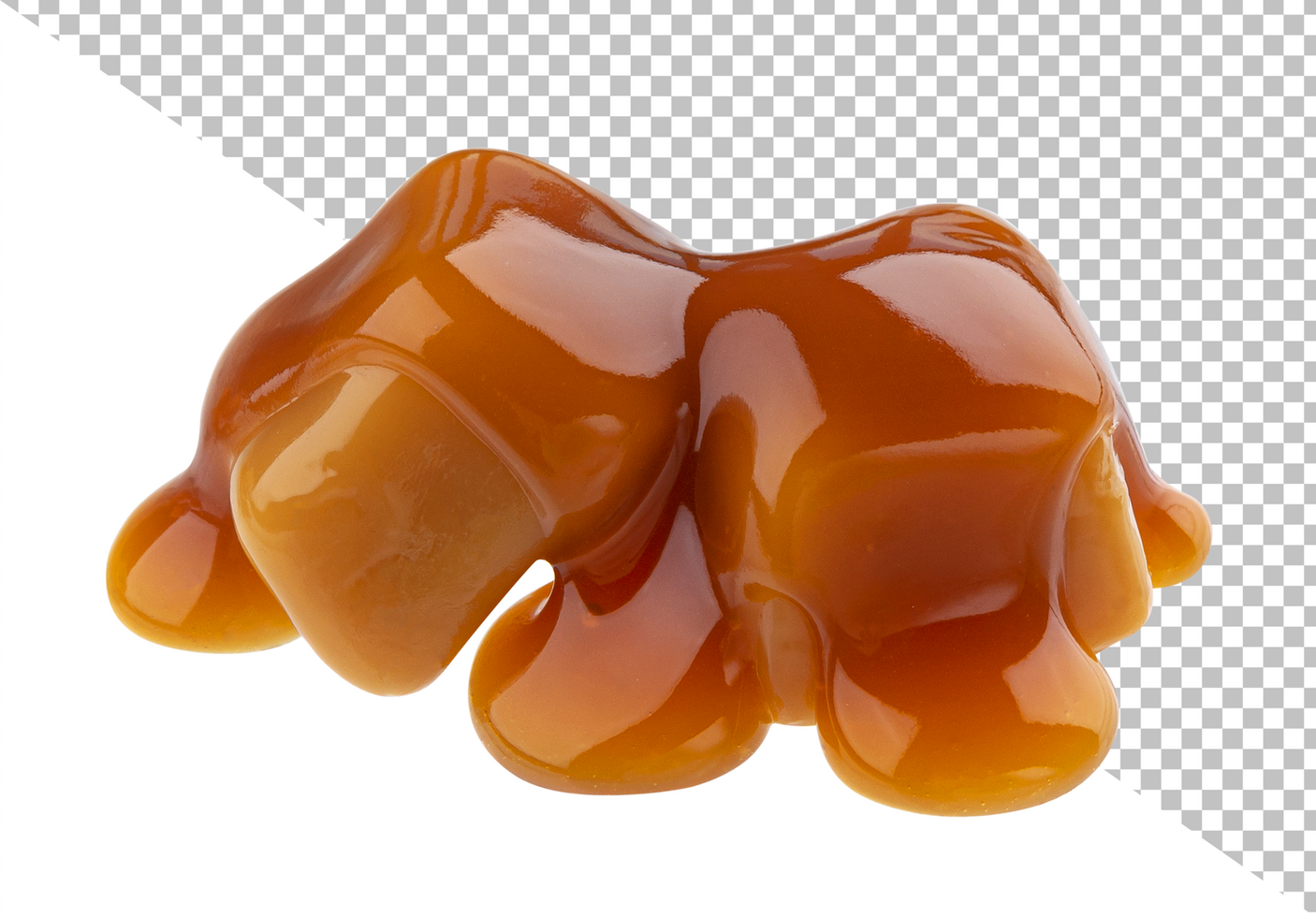 Caramel candy and caramel sauce isolated on white background psd