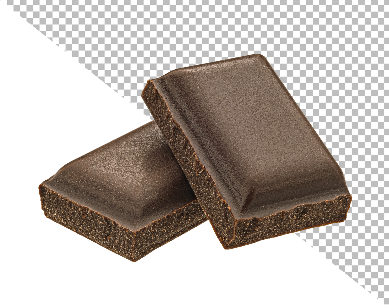 Stack of milk chocolate pieces isolated on white background psd