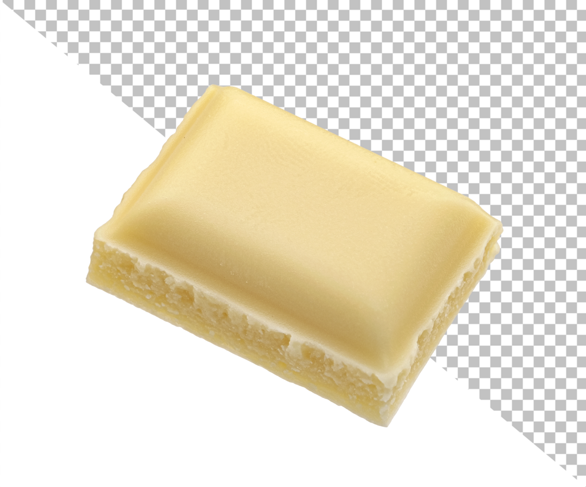 White milk chocolate pieces isolated on white background psd