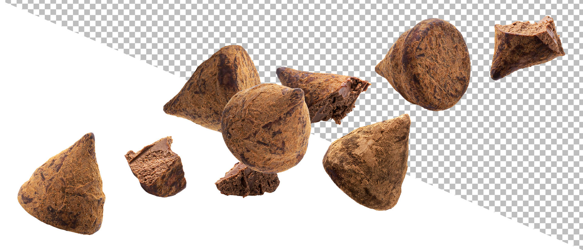 Chocolate truffles isolated on white background psd