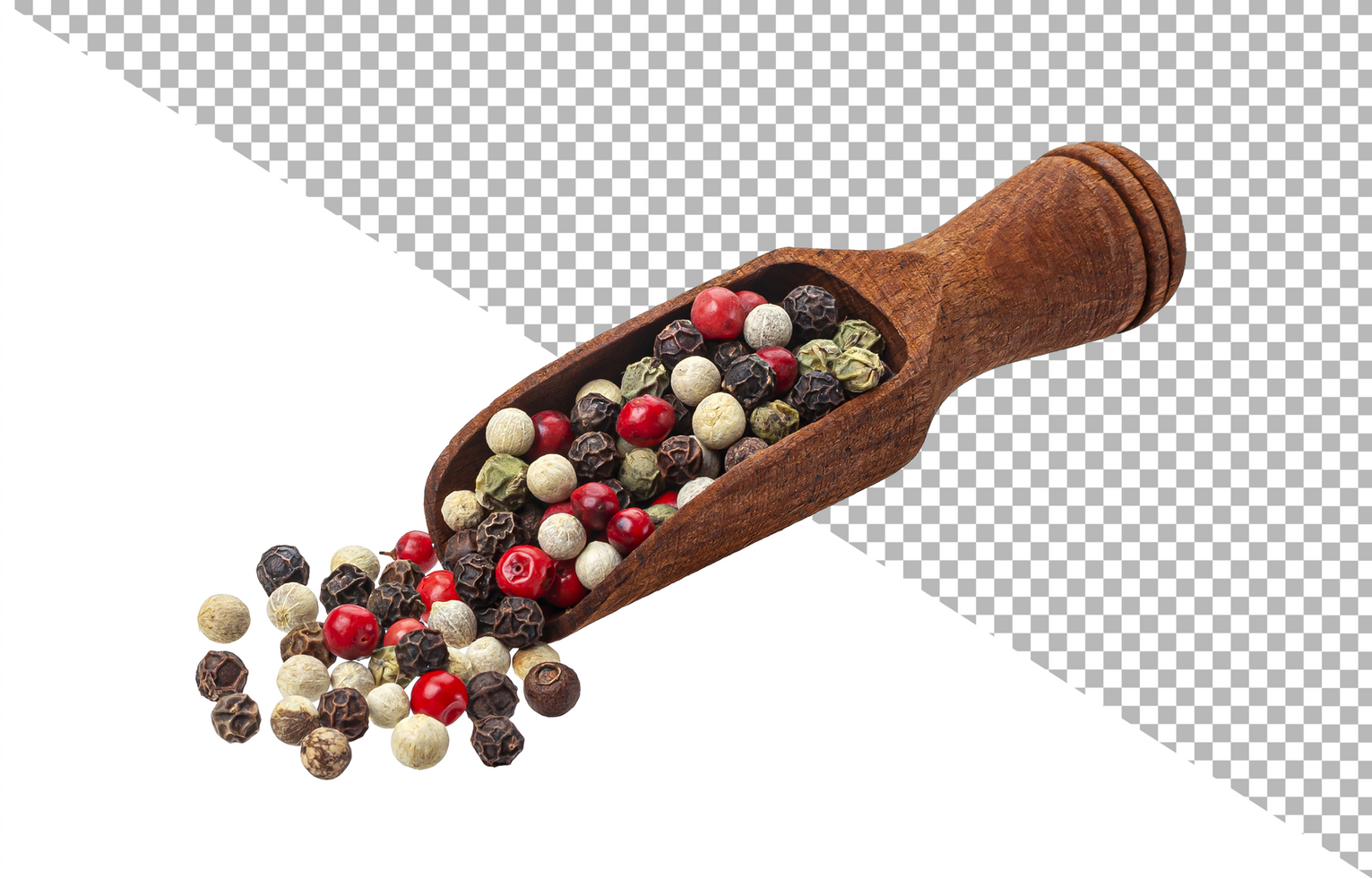 Pepper mix of black, red and white peppercorns isolated psd