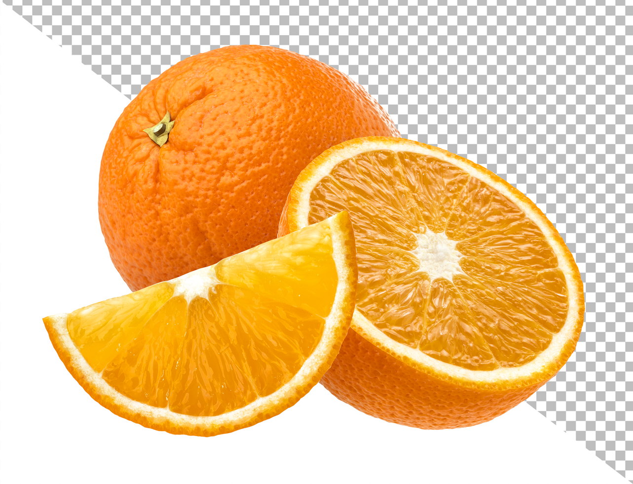 Orange fruits with leaves isolated on white background psd
