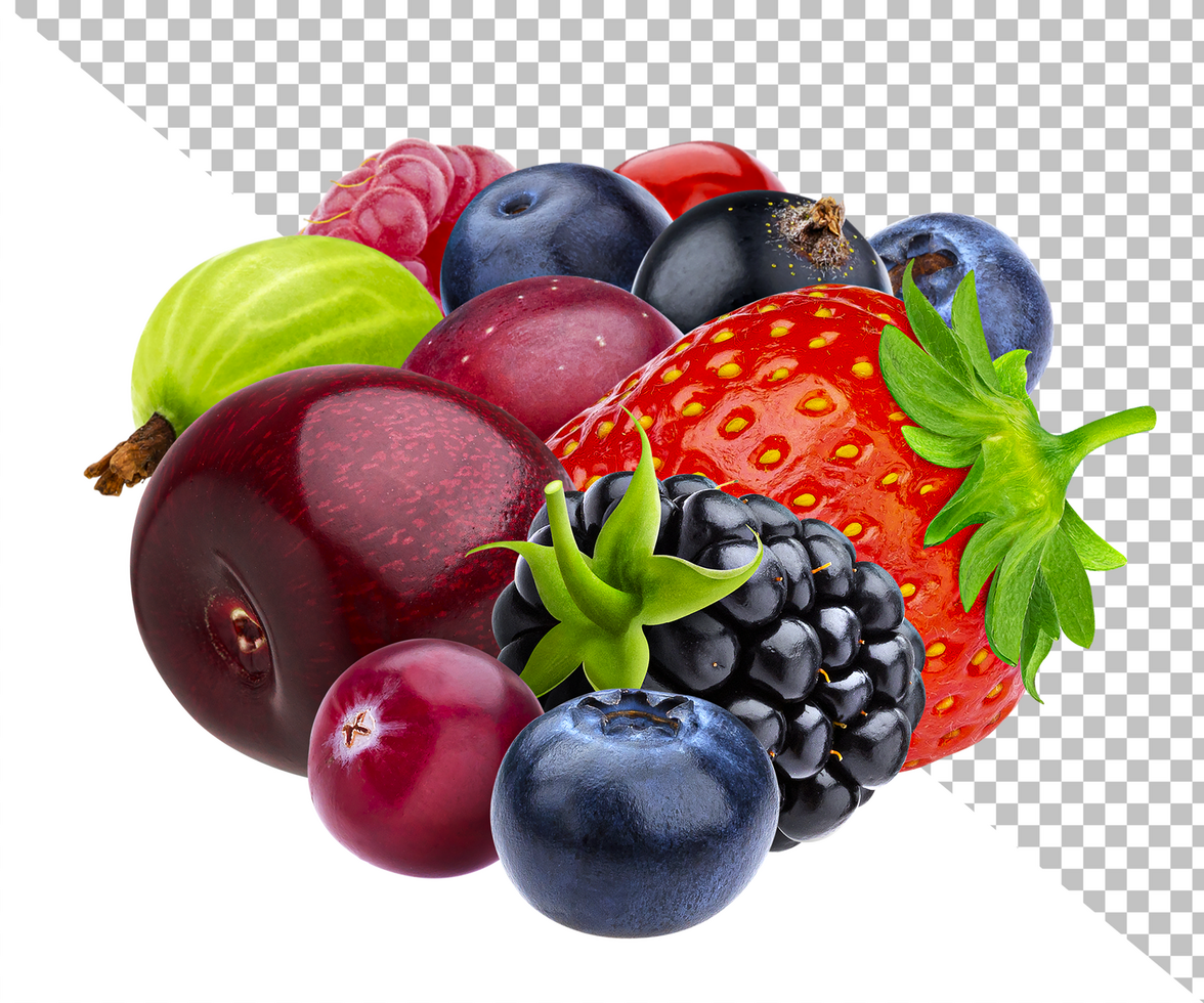 Mix of berries isolated on white background psd