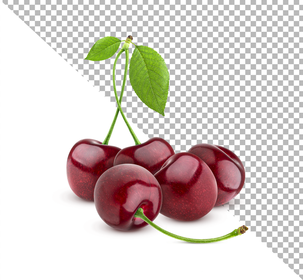 Cherries isolated on white background with clipping path psd