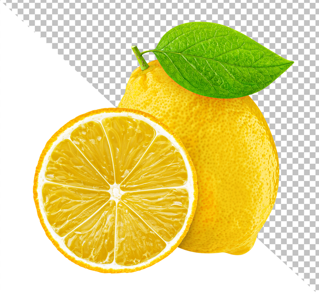 Lemon with leaf isolated on white background psd