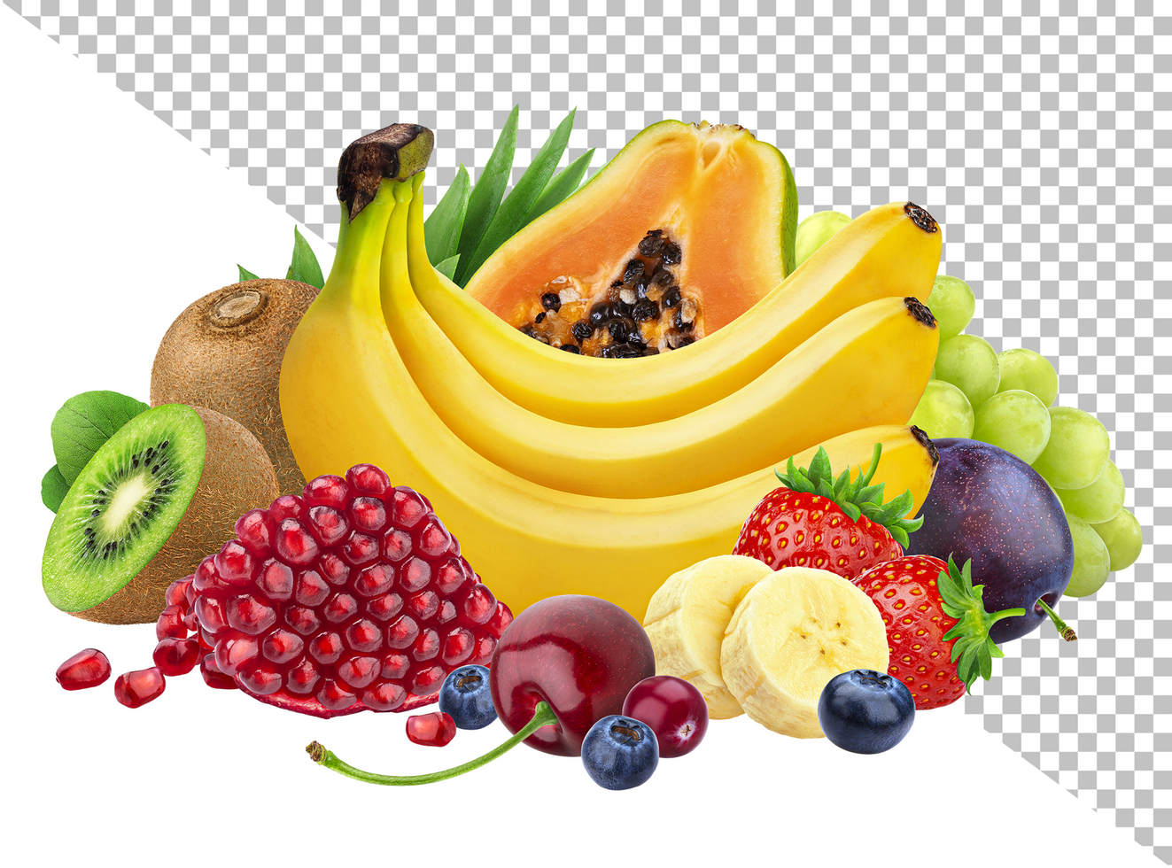 Fruits mix isolated on white background psd