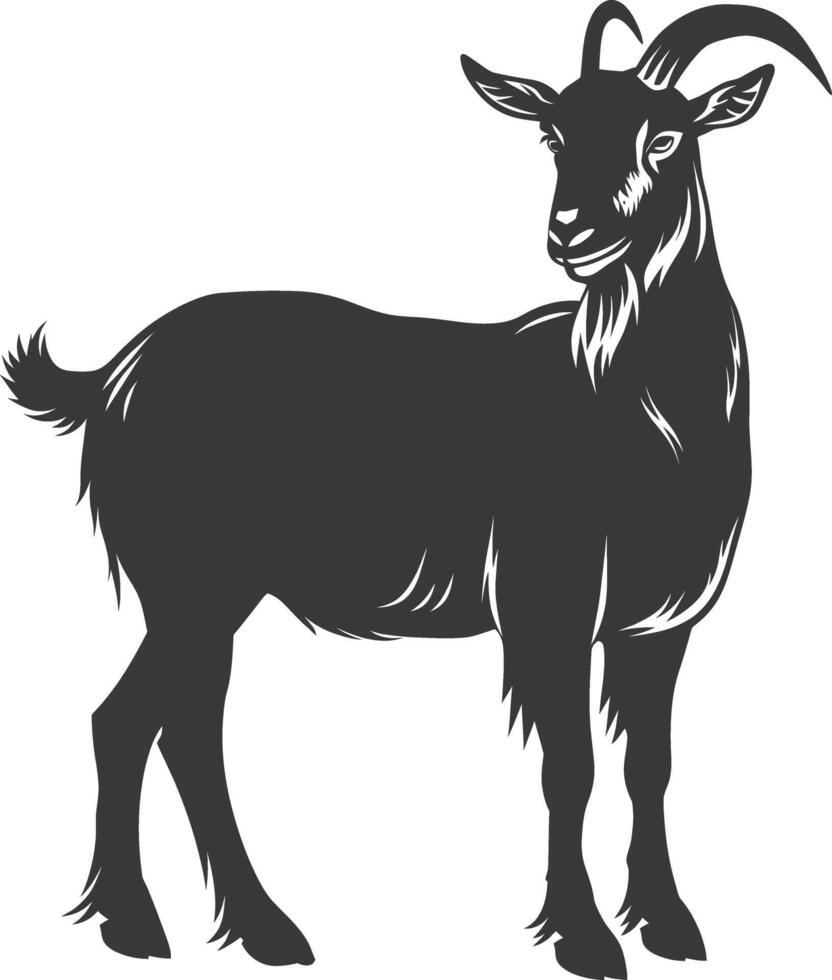 silhouette goat animal black color only full body vector