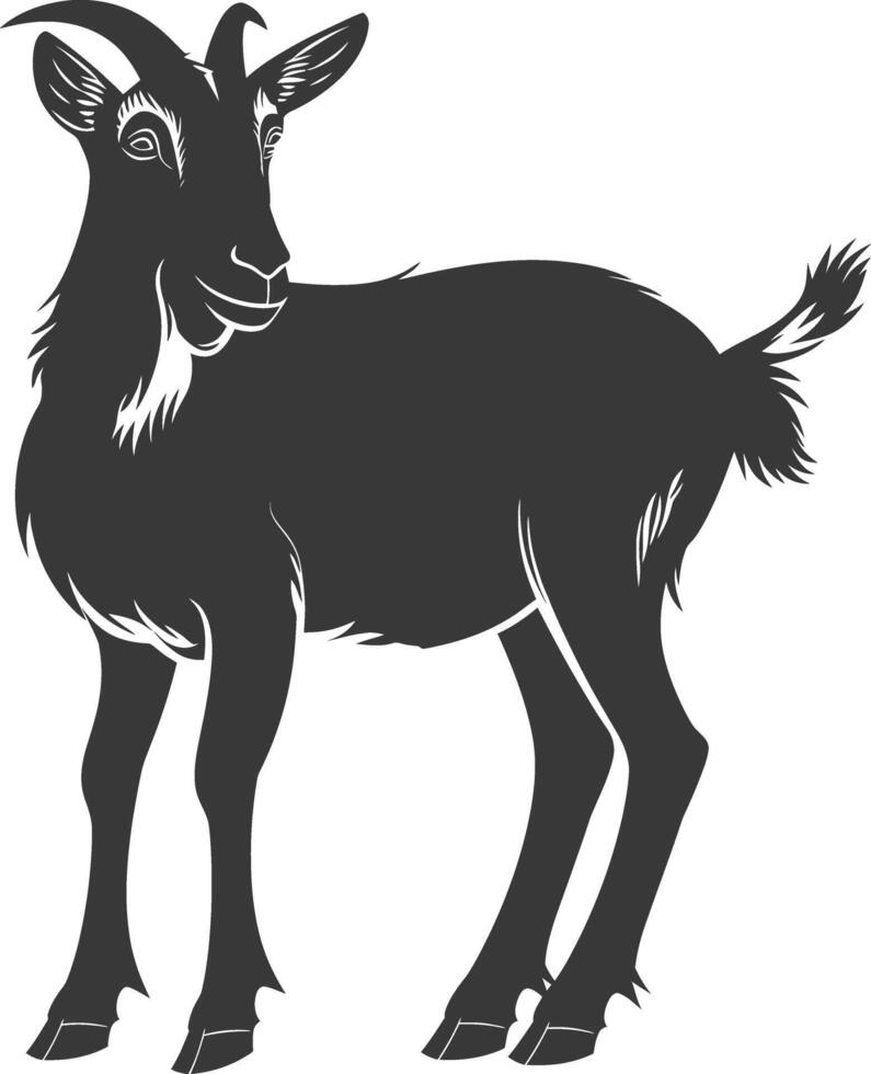 silhouette goat animal black color only full body vector