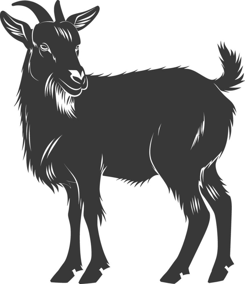 silhouette goat animal black color only full body vector