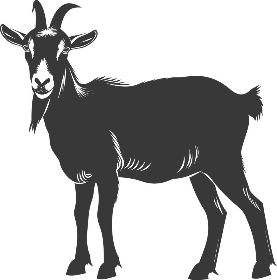 silhouette goat animal black color only full body vector