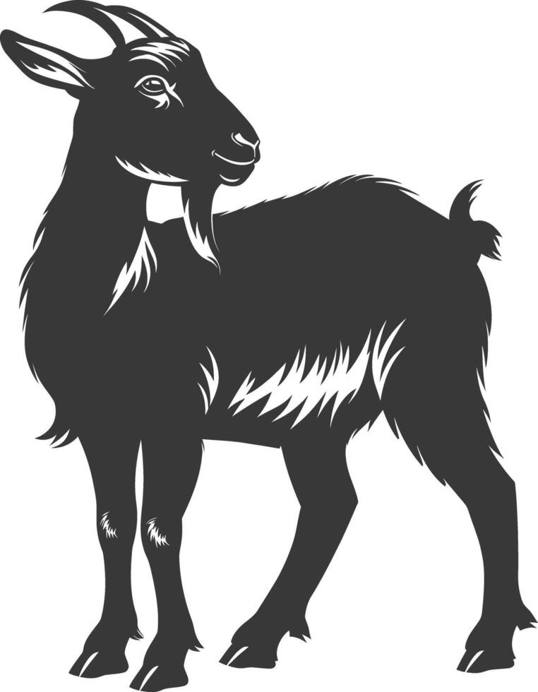 silhouette goat animal black color only full body vector