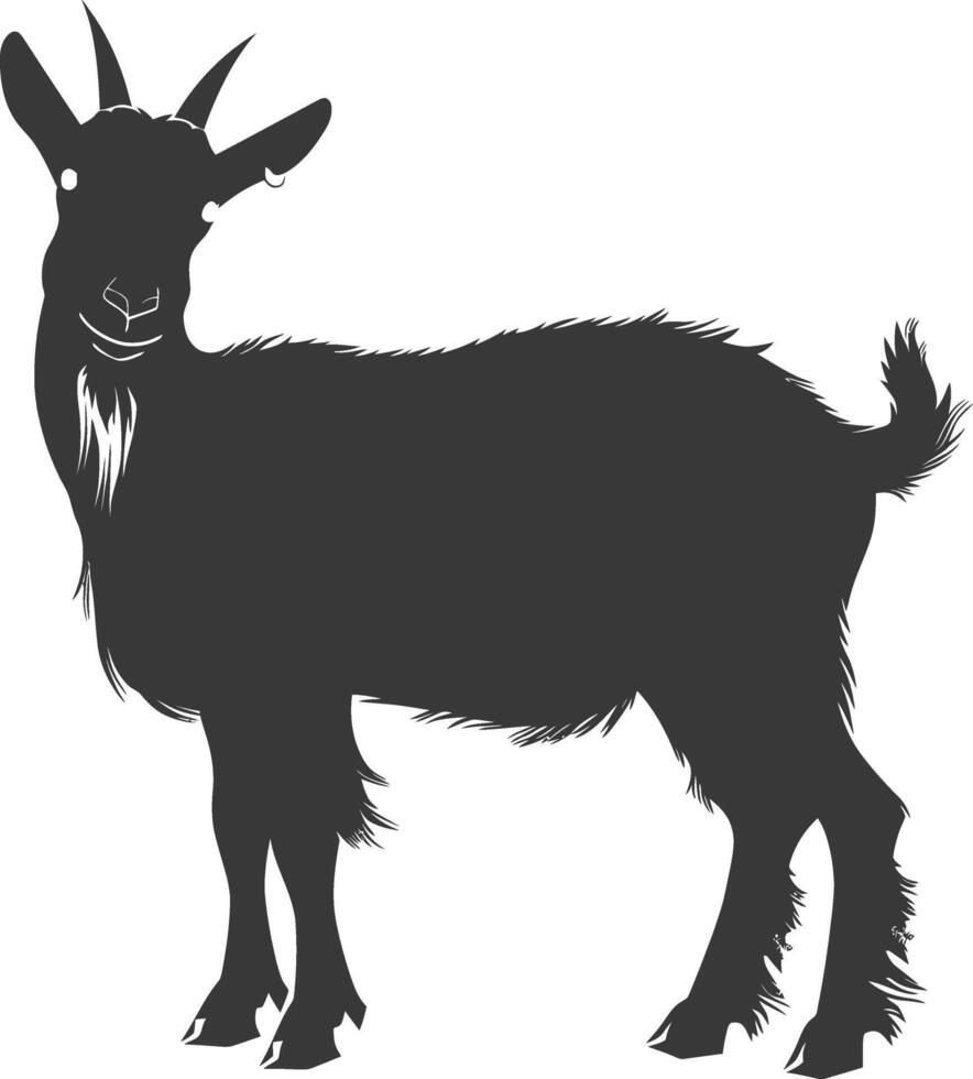 silhouette goat animal black color only full body vector