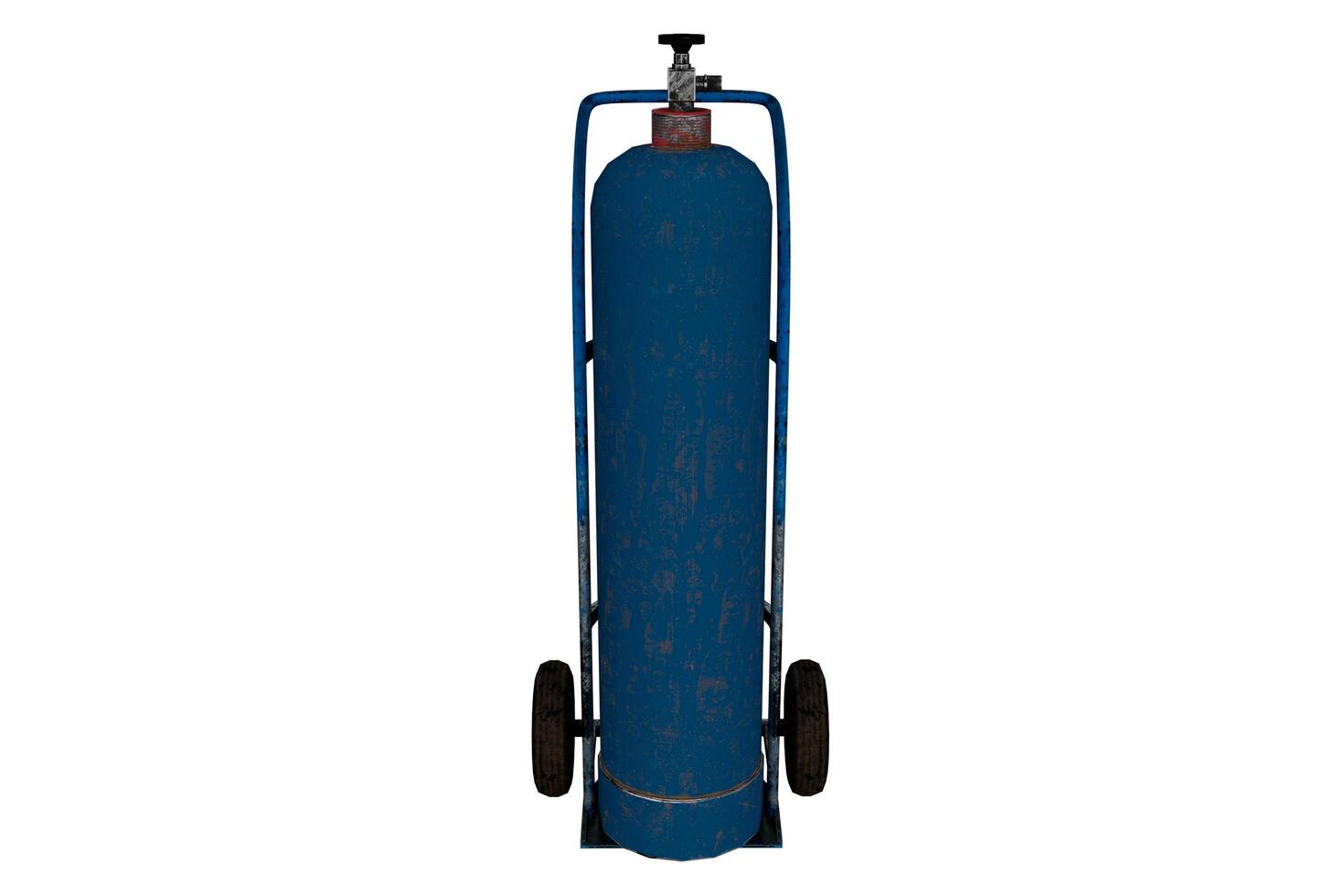 3d rendering helium gas cylinder with wheelbarrow photo