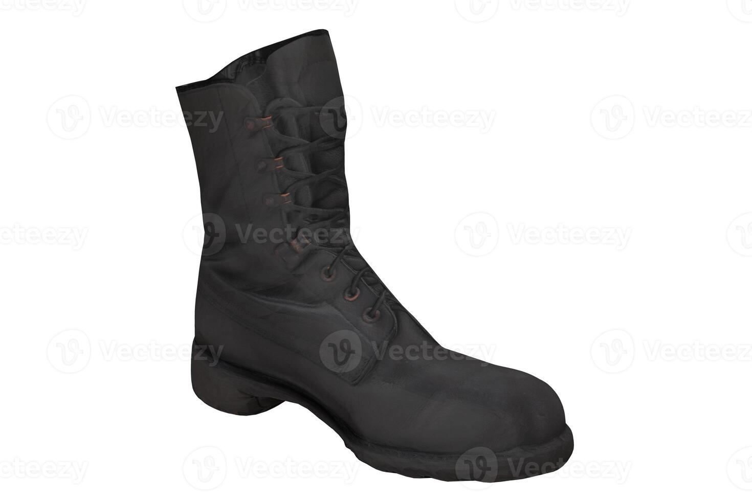 3d rendering of black antique military boot photo