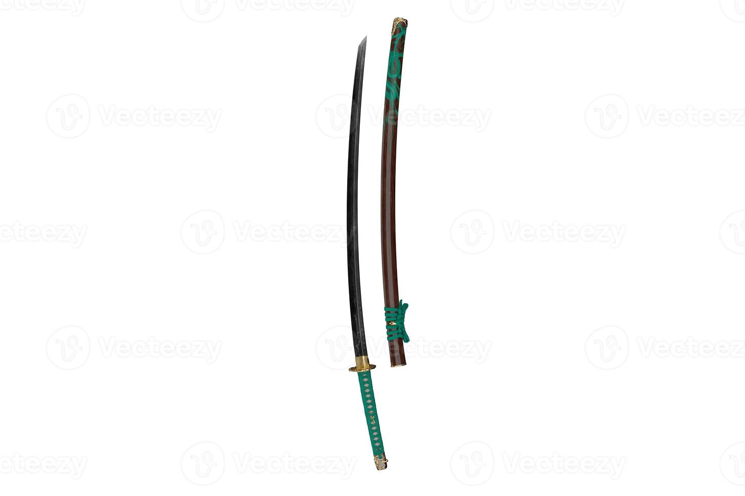 traditional japanese samurai katana isolated on white background photo