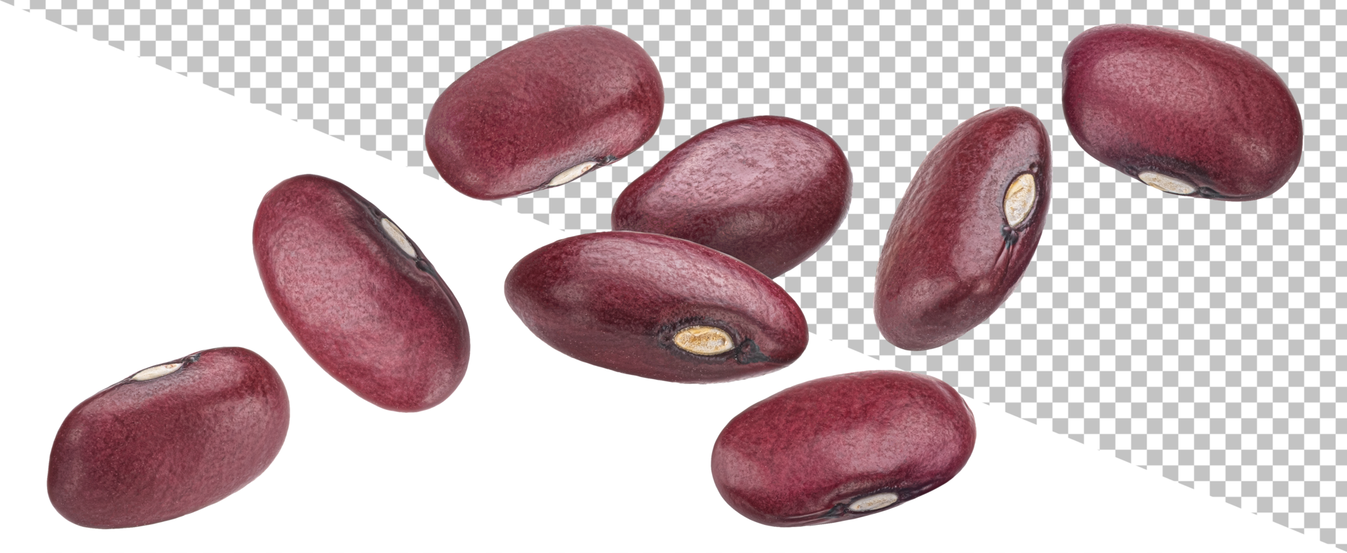 Falling red kidney beans isolated on white background psd