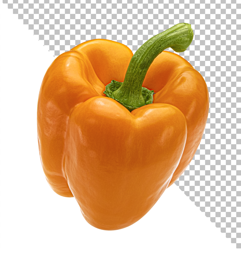 Orange bell pepper isolated on white background psd