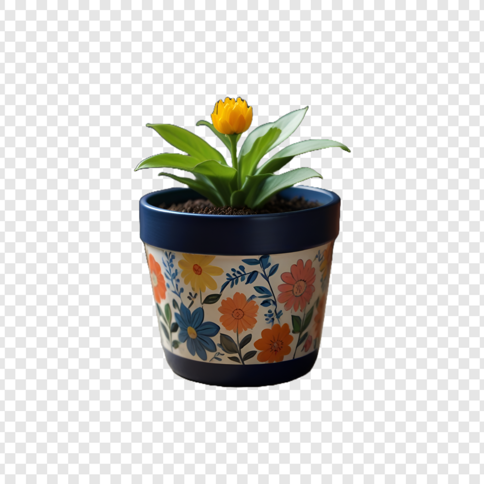 Gardening flower Plant pot on Transparent Background psd