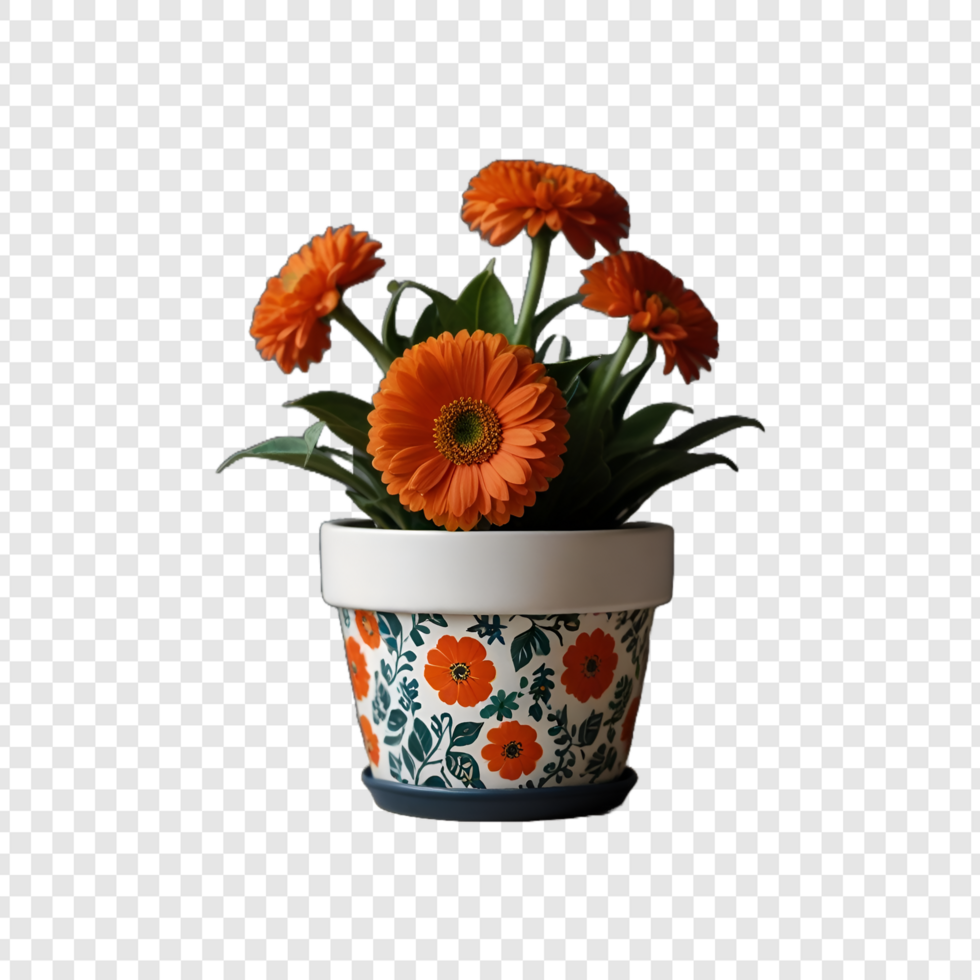 Gardening flower Plant pot on Transparent Background psd