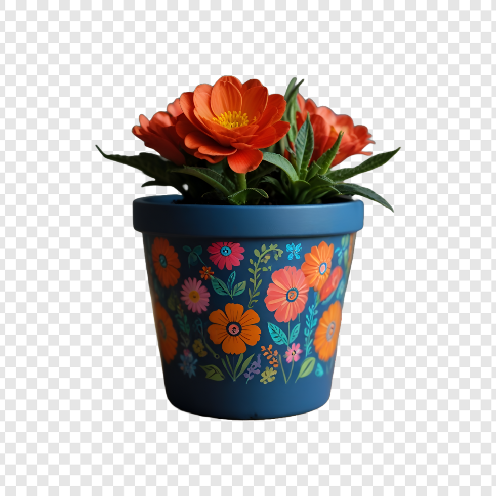 Gardening flower Plant pot on Transparent Background psd