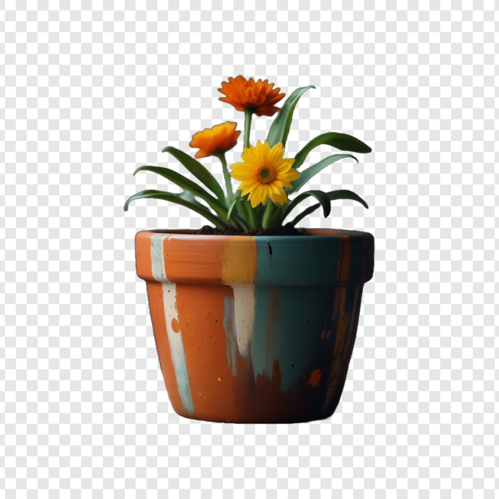 Gardening flower Plant pot on Transparent Background psd