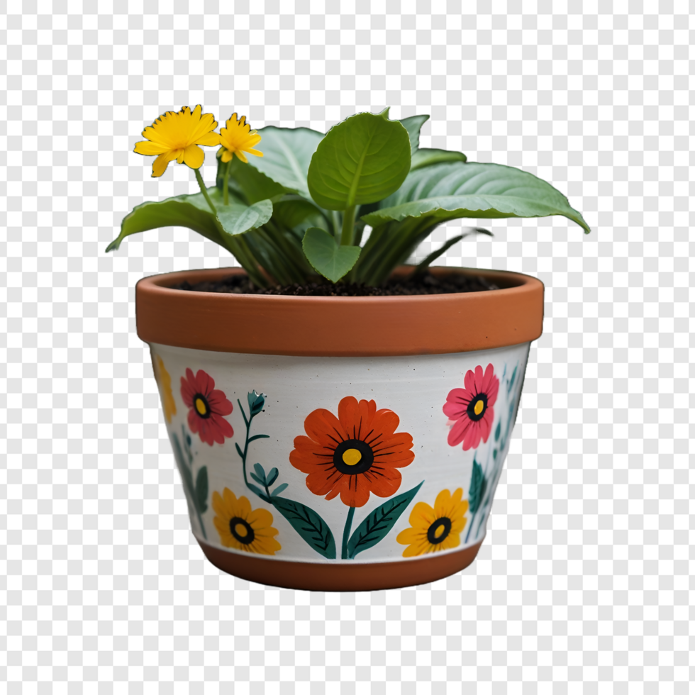 Gardening flower Plant pot on Transparent Background psd