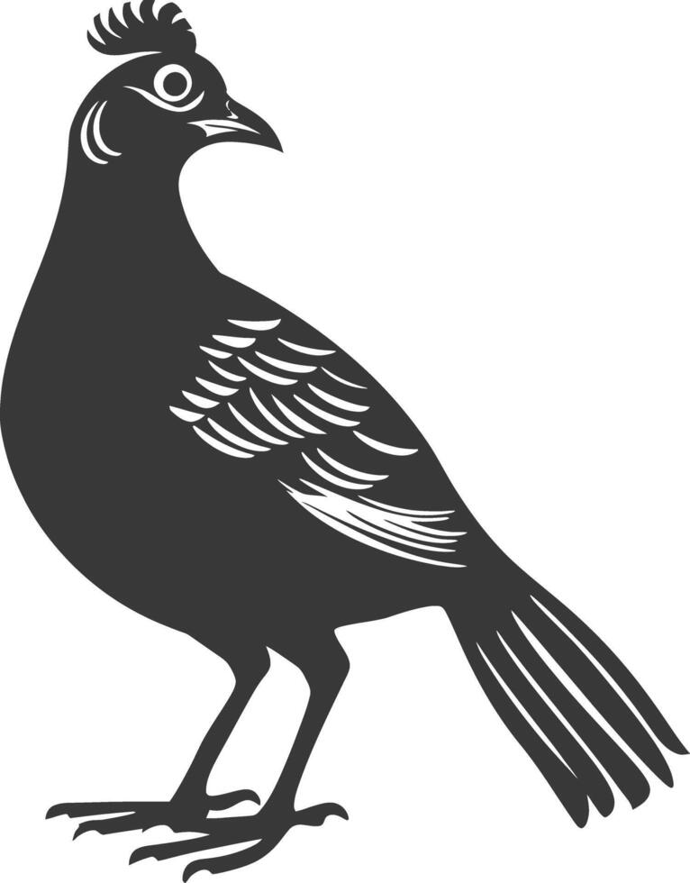 silhouette quail animal black color only full body vector