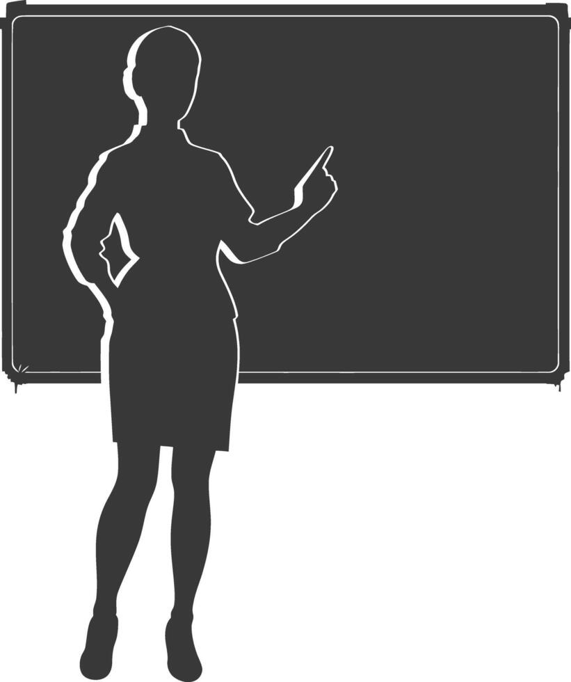 silhouette women school teacher teaching in front of class vector