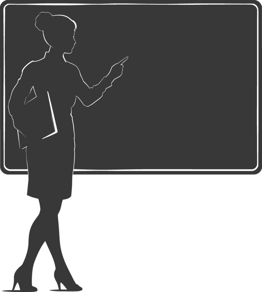 silhouette women school teacher teaching in front of class vector