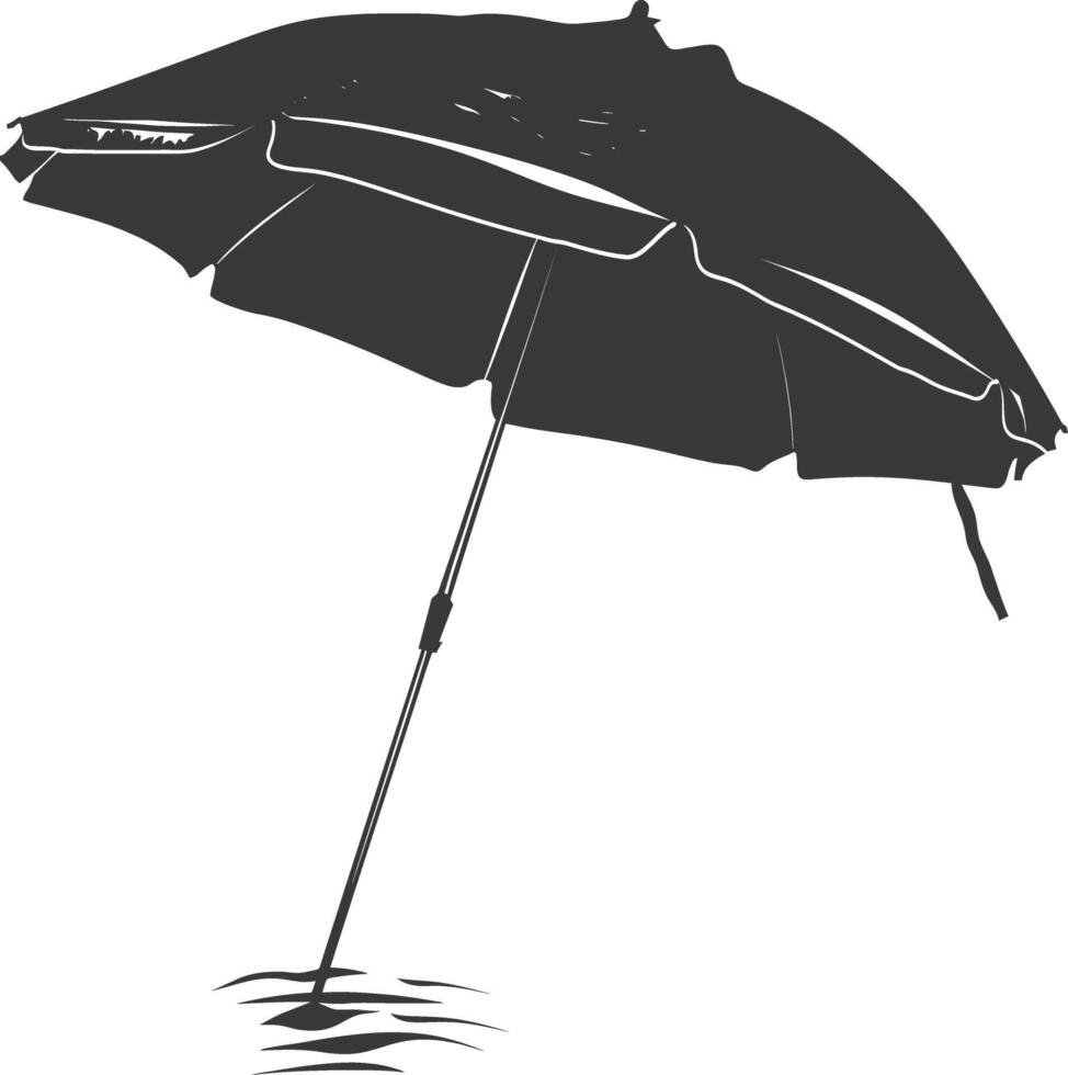 silhouette umbrella beach full black color only vector
