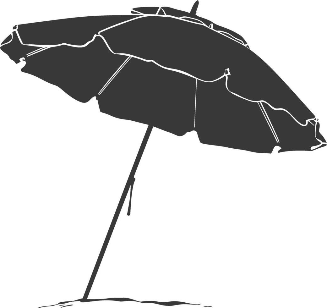 silhouette umbrella beach full black color only vector