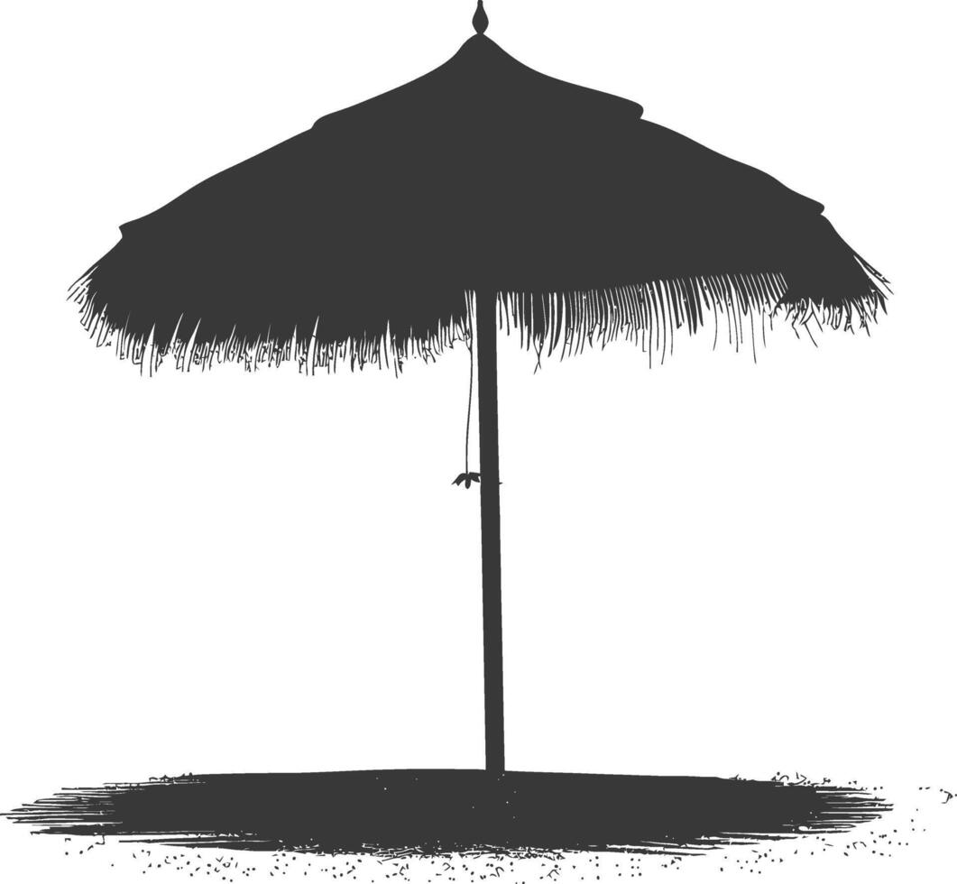 silhouette umbrella beach full black color only vector