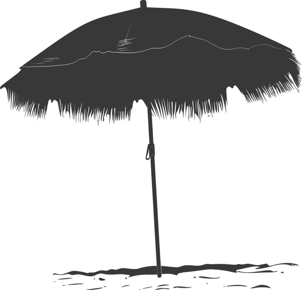 silhouette umbrella beach full black color only vector